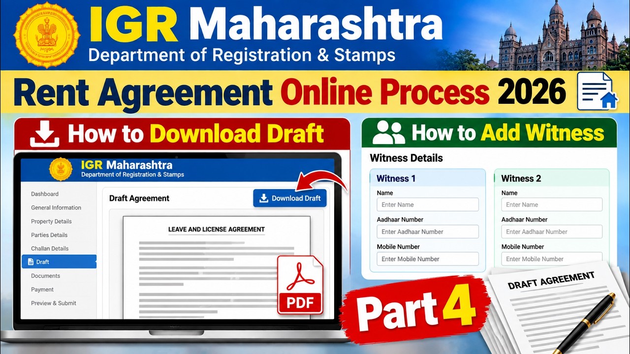 How to Download Draft & Add Witness on IGR Maharashtra | Rent Agreement Online Process 2026 | Part 4