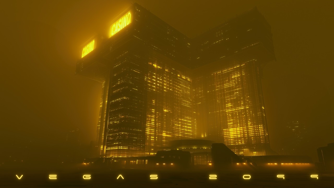 VEGAS 2099: Soothing Blade Runner Ambience | Quiet Cyberpunk Ambient Music in a Hazy Wasteland | 4K