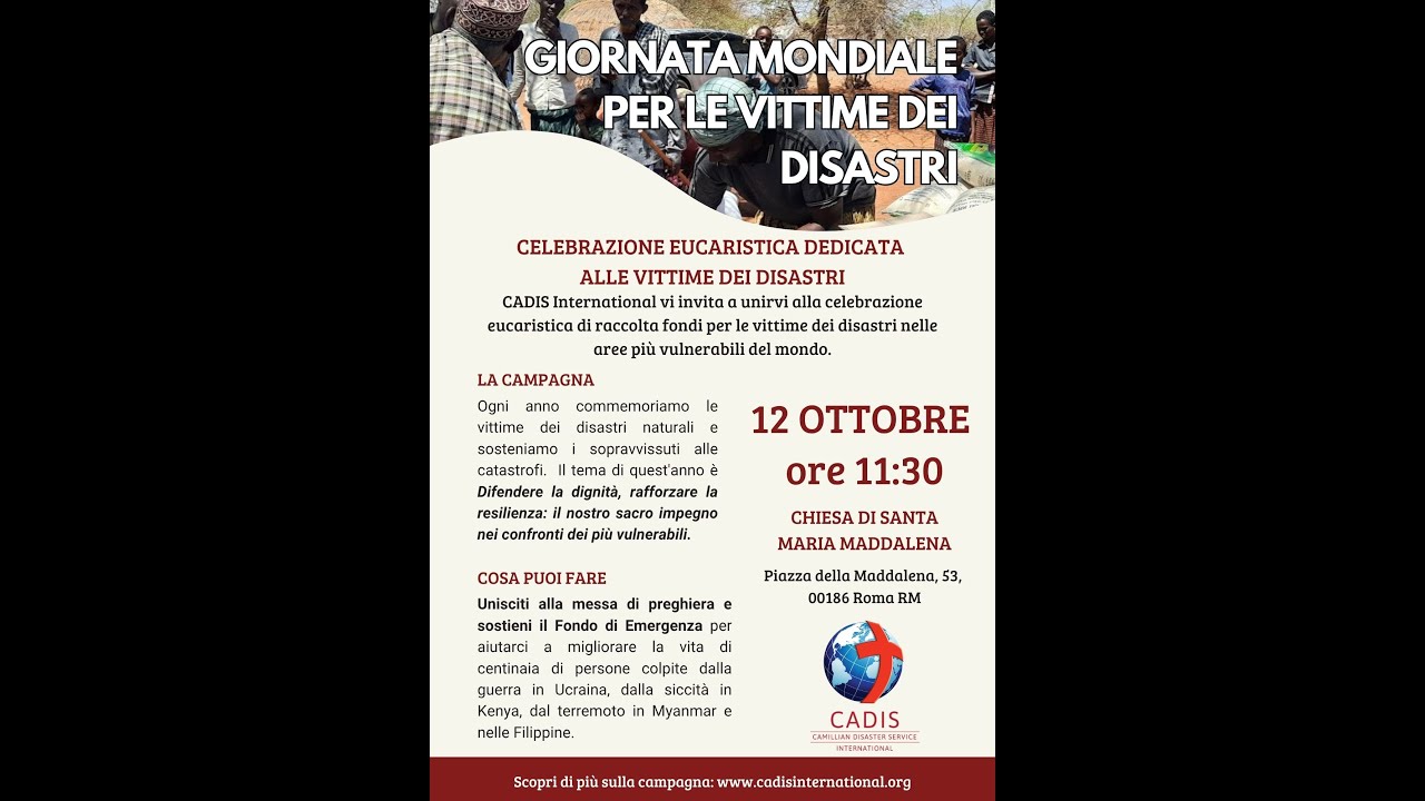 Celebrazione eucaristica per la Giornata Mondiale delle Vittime dei Disastri