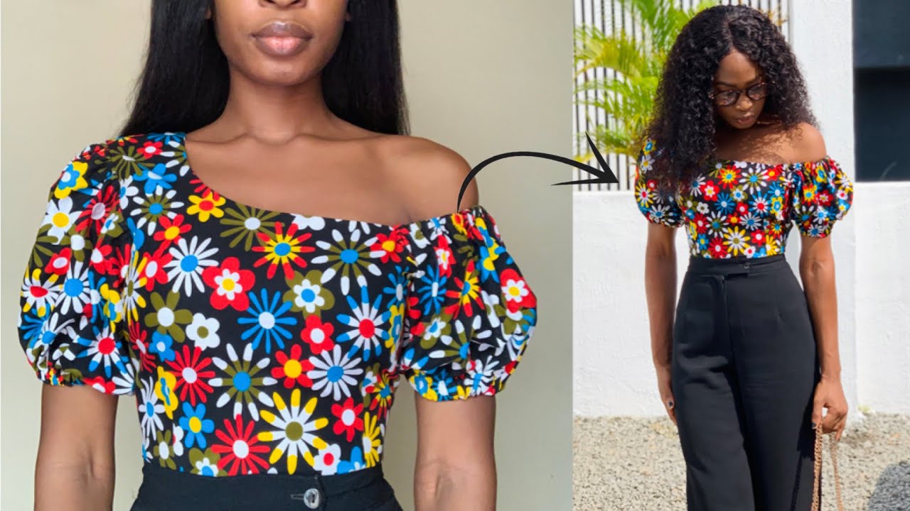 How to sew a Simple Monostrap Blouse with an off shoulder sleeve| Cutting and sewing Tutorial.
