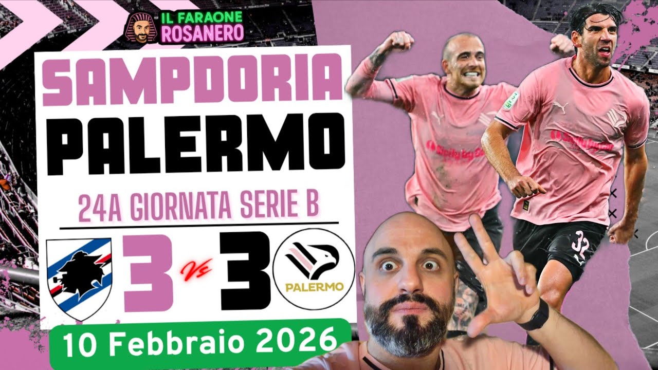 PARTITA FOLLE AL FERRARIS, SAMPDORIA E PALERMO FANNO 3-3 E QUESTO PUNTO ALLA FINE CI VA ANCHE BENE