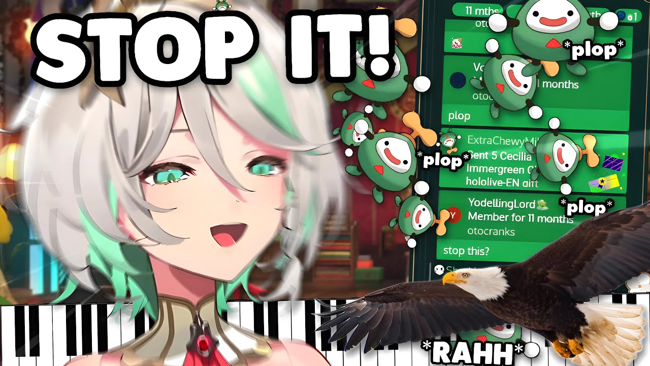 Cecilia Trying to Play Piano IRL, Chat : *Plop* *Plop* 🦅🦅🦅
