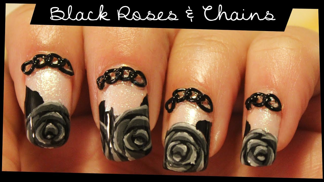 Black Roses & Chains nail art