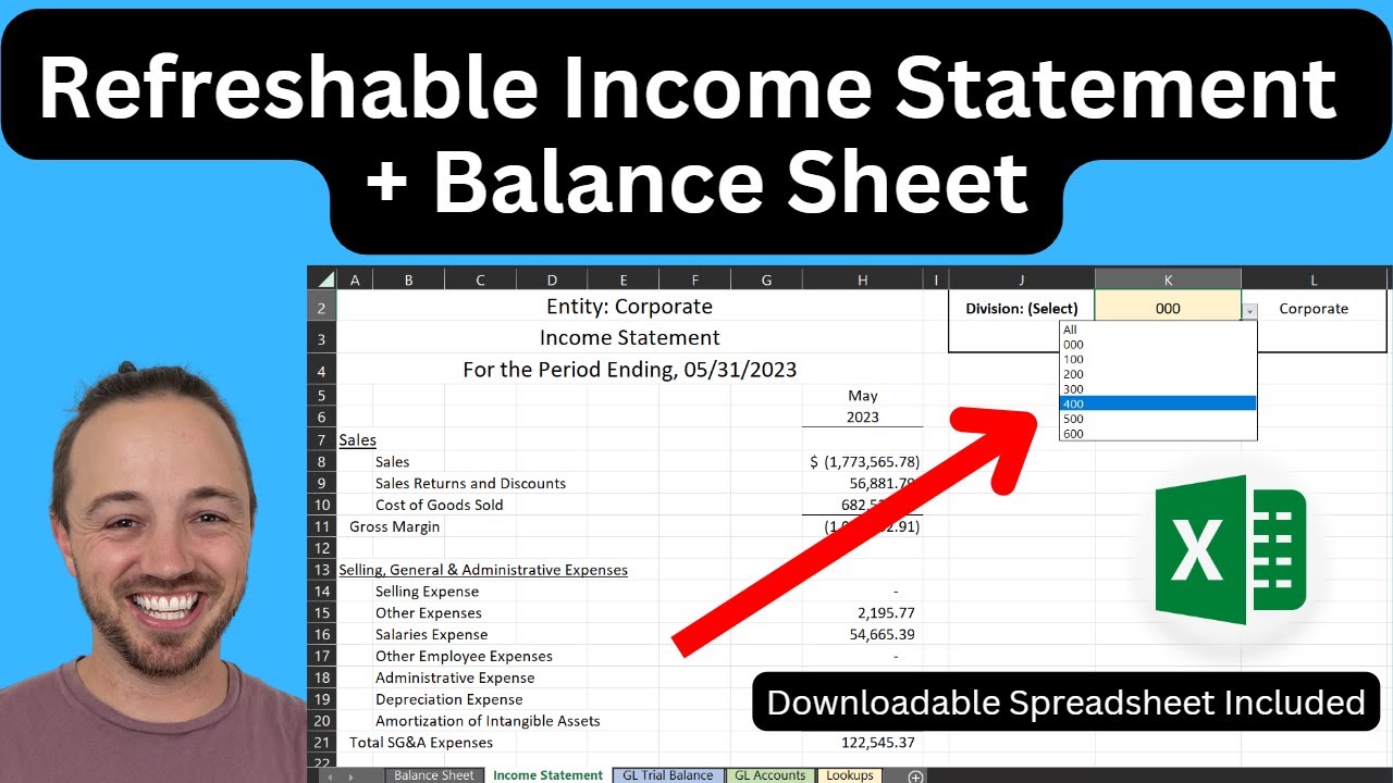 Excel Financial Statements | Automated, Refreshable & w/ Drop-Down Lists!