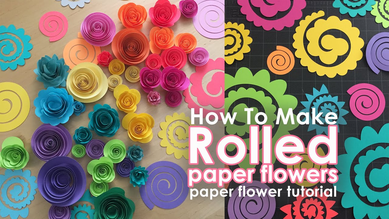 Rolled Paper Flowers Tutorial | Easy Paper Flowers | Cricut and hand-cut | Free Template |