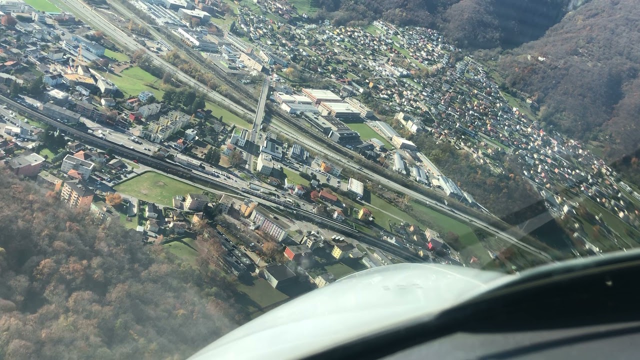 Lugano Airport (LSZA) Approach&landing LOC 01 & Circling Charlie 19