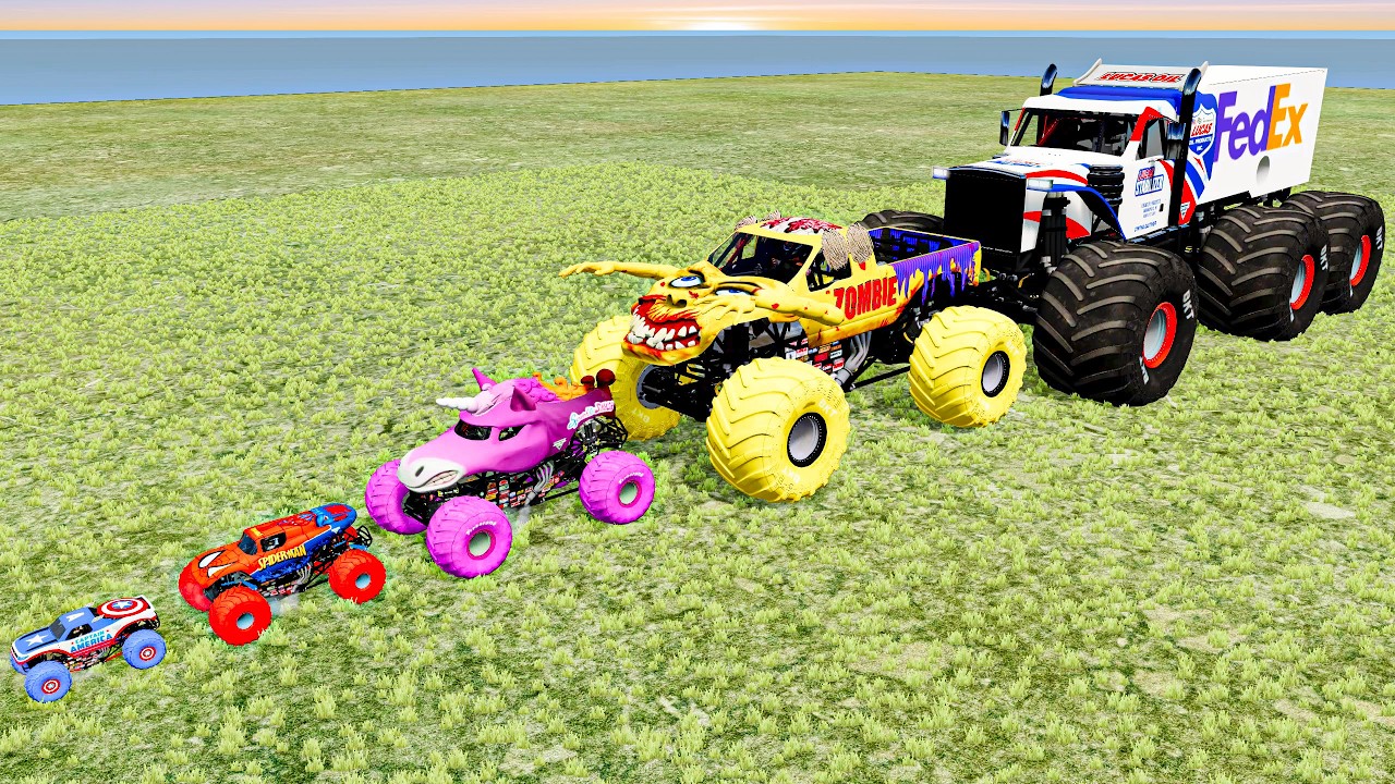 Biggest Medium and Smallest Monster Trucks Full Throttle Insane - Big Air Challenge