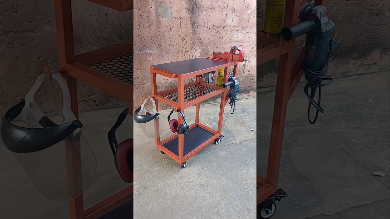 BANCADA CARRINHO TORNO #mecanica #mesa #serralheria #welding #tools #diy #soldagem