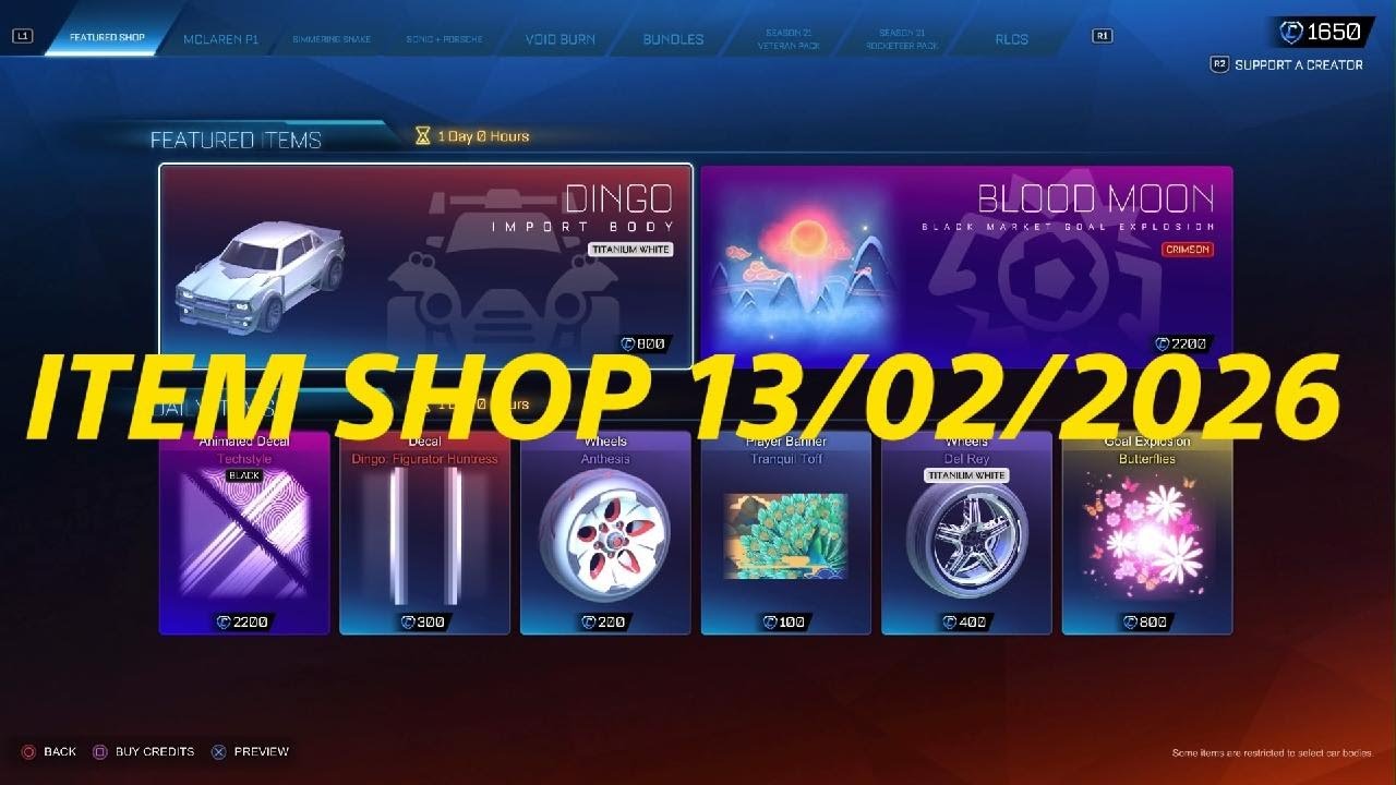 Rocket League ITEM SHOP 13/02/2026