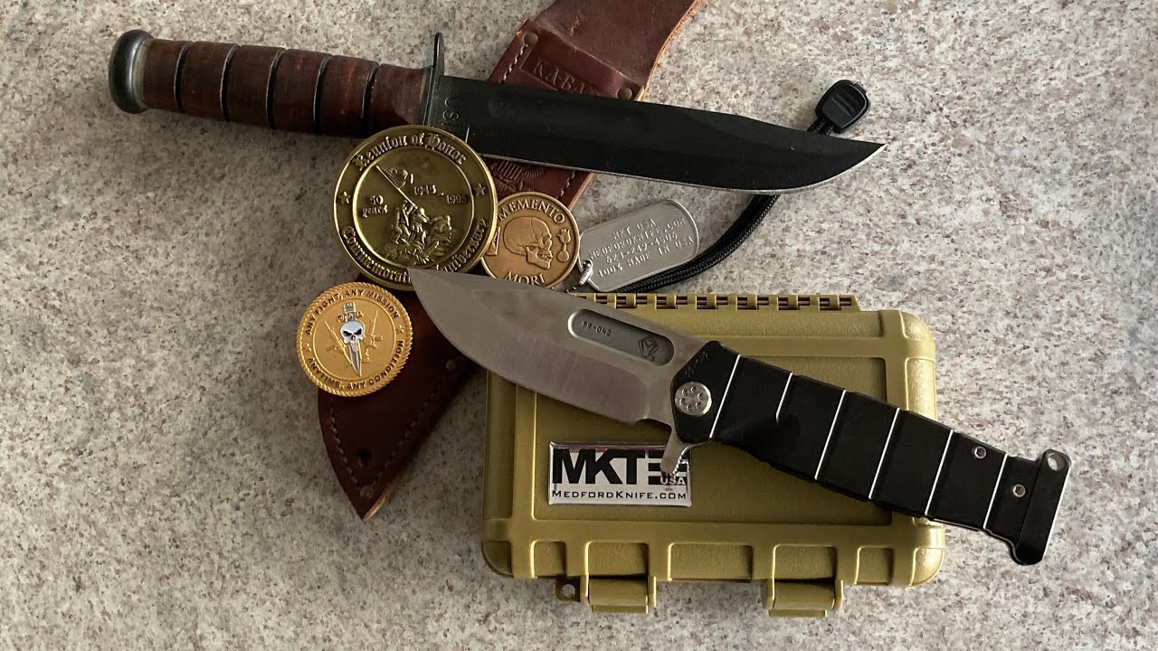Medford Knife and Tool folding fighter.  merch store, link in description