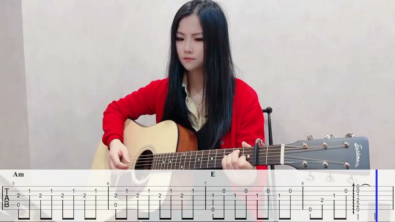 《贝加尔湖畔》吉他指弹TAB动态吉他谱/北尚吉他-黑猫