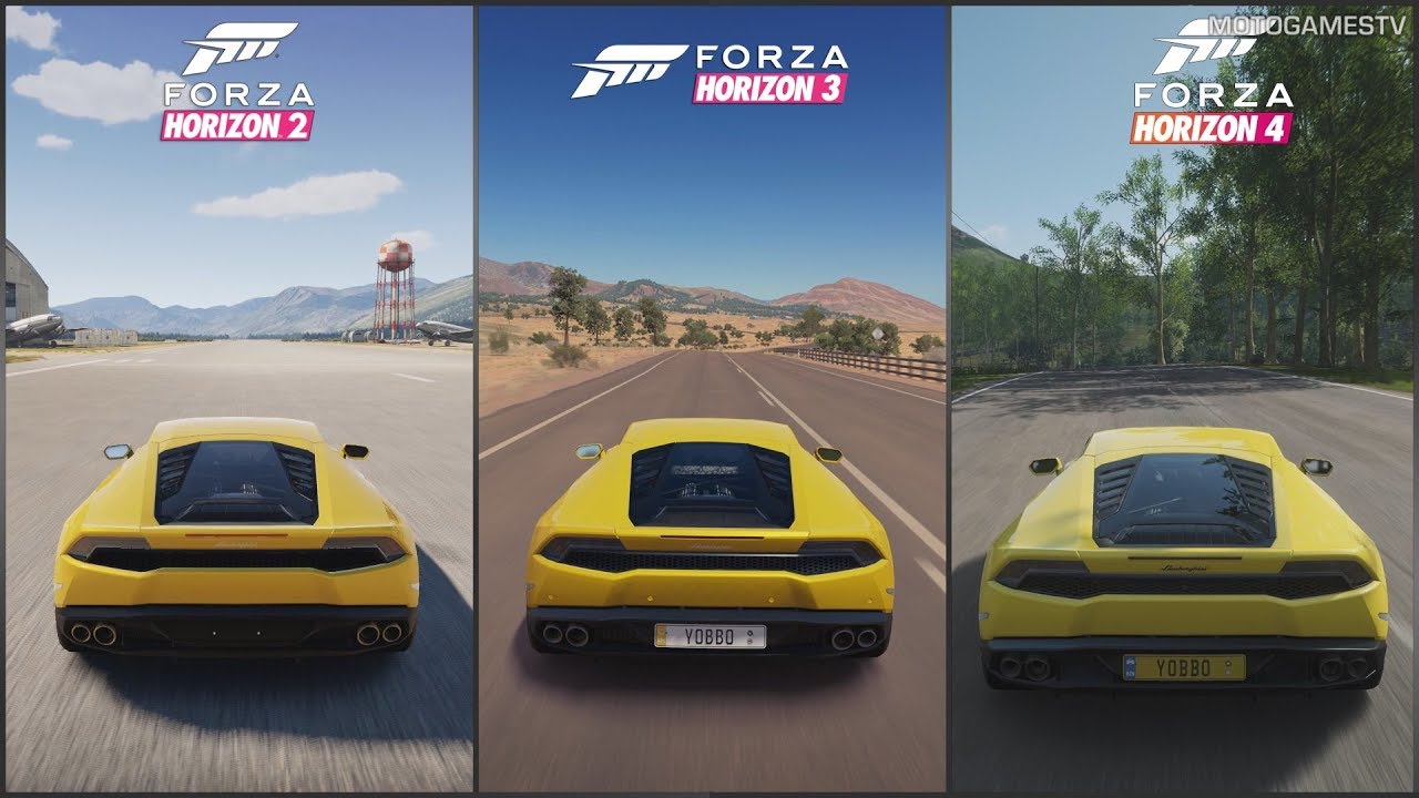Forza Horizon 2 vs Forza Horizon 3 vs Forza Horizon 4 - Lamborghini Huracan Sound Comparison