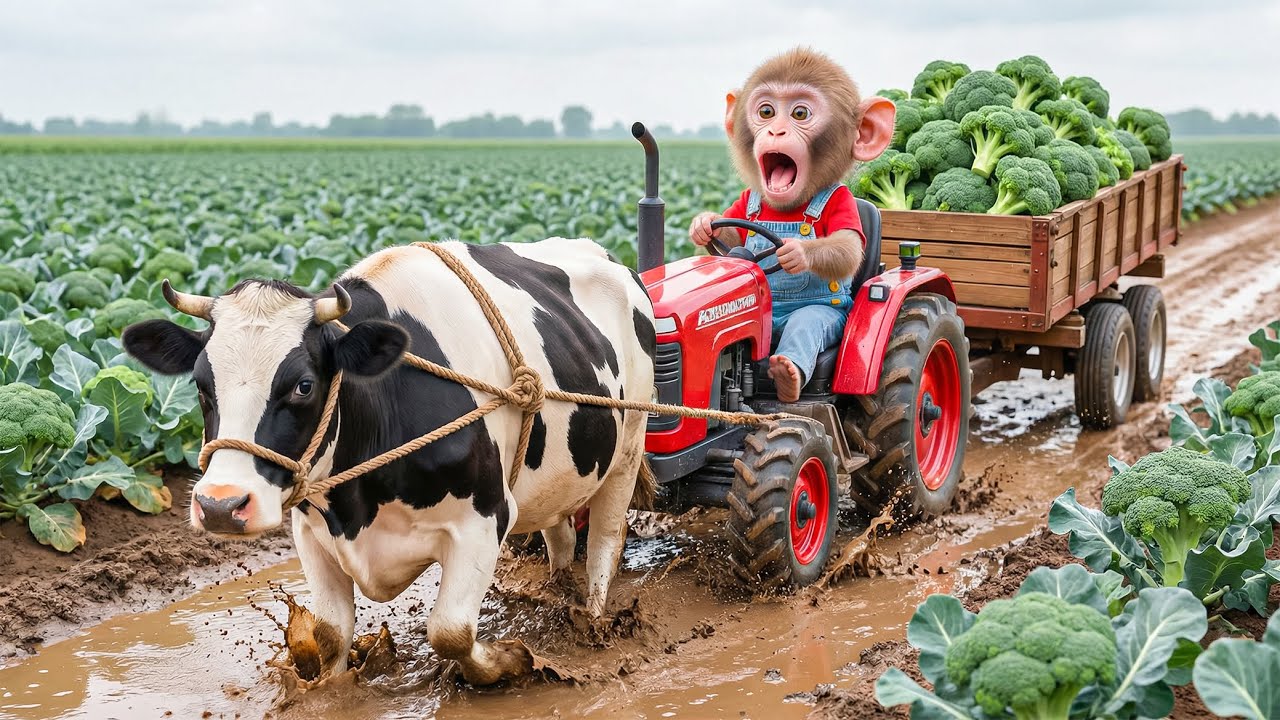 Monkey NaNa Cabbage Run Turns to Chaos as Tractor Sinks in Mud…But His Genius Rescue Amaze Everyone!