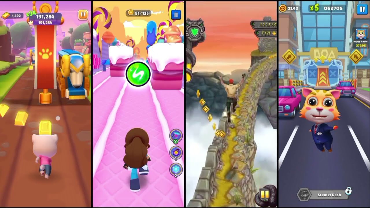 talking tom time rush 🆚 kooplay run 🆚 Temple run 🆚 cat runner gameplay 