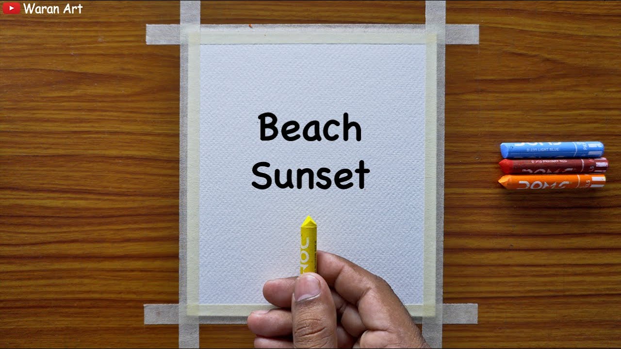 How to Draw Beach Sunset Scenery / Oil Pastel Drawing For Beginners