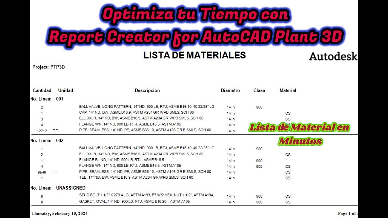 Optimiza tu Tiempo con Report Creador AutoCAD Plant 3D
