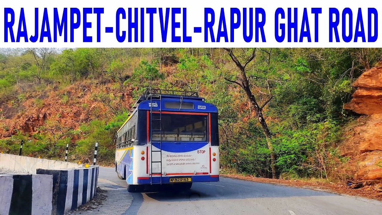 RAJAMPET-Chitvel-RAPUR Ghat road bus driving. Hairpin bend bus. RAJAMPET-NELLORE APSRTC EXPRESS BUS
