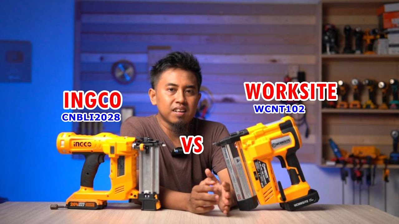 ngebandingin paku tembak cordless nailer termurah saat ini - INGCO CBNLI2028 VS WORKSITE WCNT102