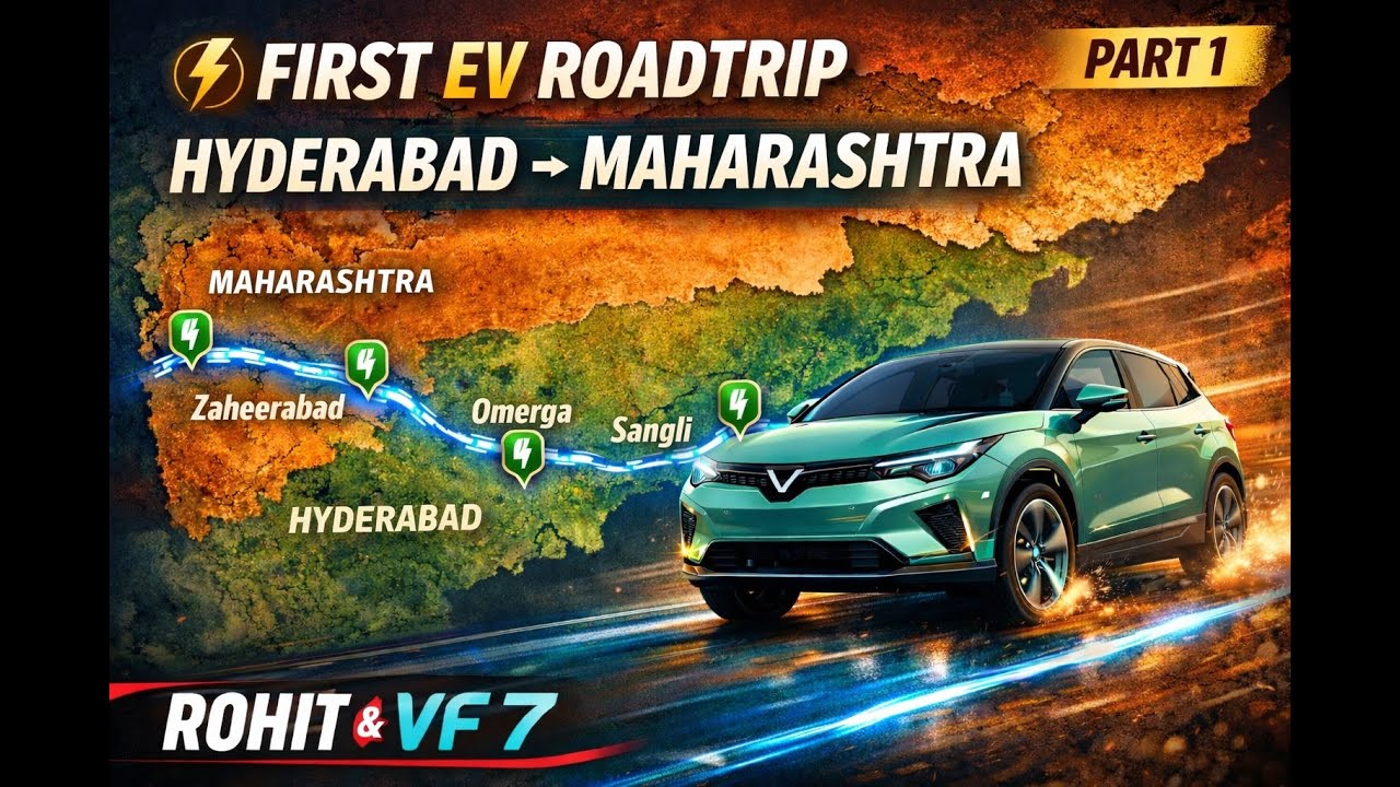 First EV Road trip Hyderabad to Maharashtra Part -1 Real Vinfast VF7 Range Test, ADAS test Trip Cost