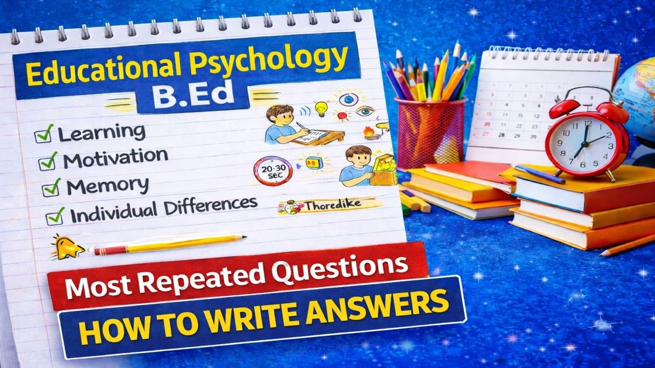 Educational Psychology | Most Repeated Questions on Learning, Memory & Individual Differences