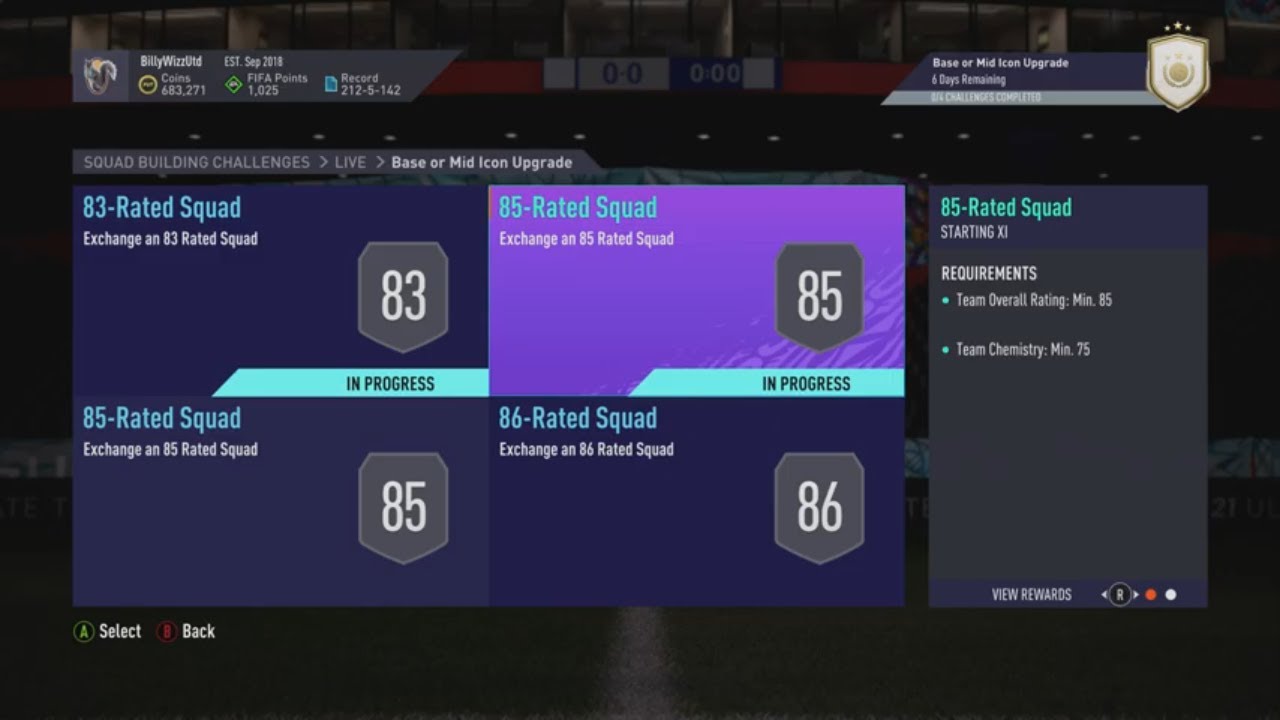 FUT 21 - SBC - 85-Rated Squad (75 Chemistry) - Base or Mid Icon Upgrade - Cheap & No Loyalty