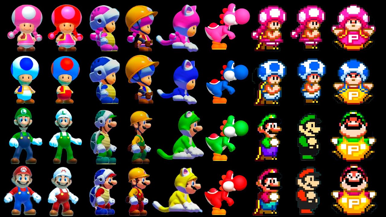 Super Mario Maker 2 - 4 Players All Power-Ups (Mario, Luigi, Toad, Toadette)