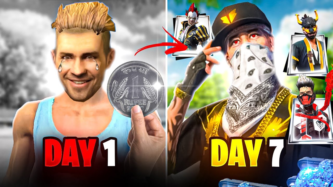 Transforming ₹1 Noob ID Into ₹1 Crore  Pro Free Free ID In  24 Hours 😧 - Garena Free Fire