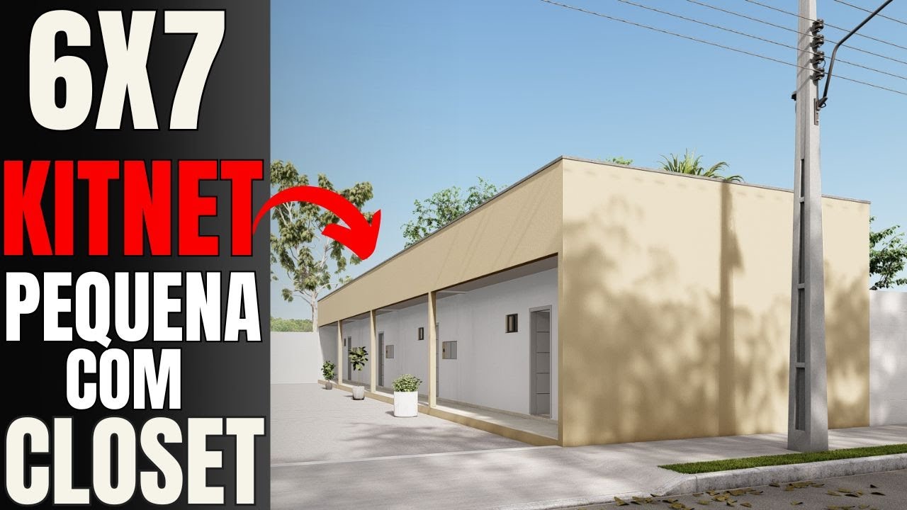 6x7 KITNET PEQUENA | kitnet de baixo custo com closet e varanda