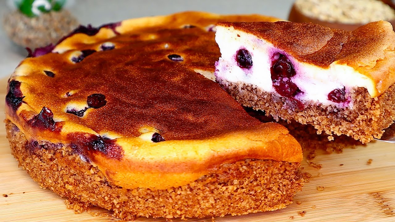Овсяно-йогуртовый торт с ягодами 😋. Лучше обычного торта, без сахара, без муки.