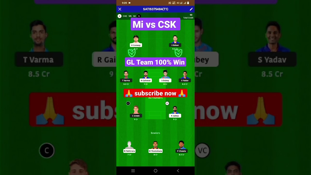 CHE vs MI Dream11 Team Prediction | CSK vs MI Dream11 Team | Dream 11 Team of Today Match  49th T20