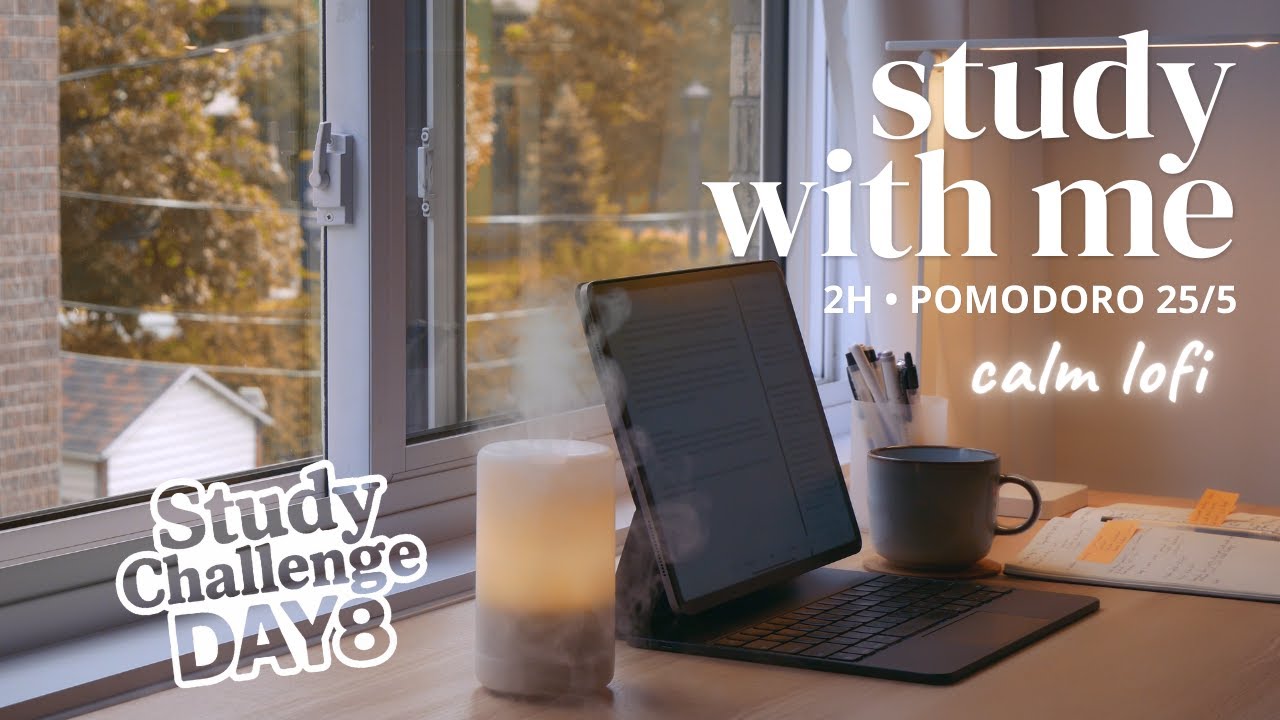 2-HOUR STUDY WITH ME 🌤️ on an Autumn Day | 🍂 Relaxing LoFi Music | Pomodoro 25/5 | Challenge DAY 8