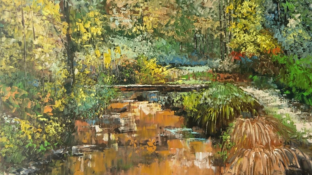landscape, palette knife painting, by Nathalie JAGUIN