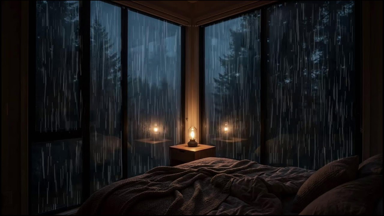 Midnight Rainstorm in Enchanted Forest, rain valley & rain river ASMR for sleep insomnia relief