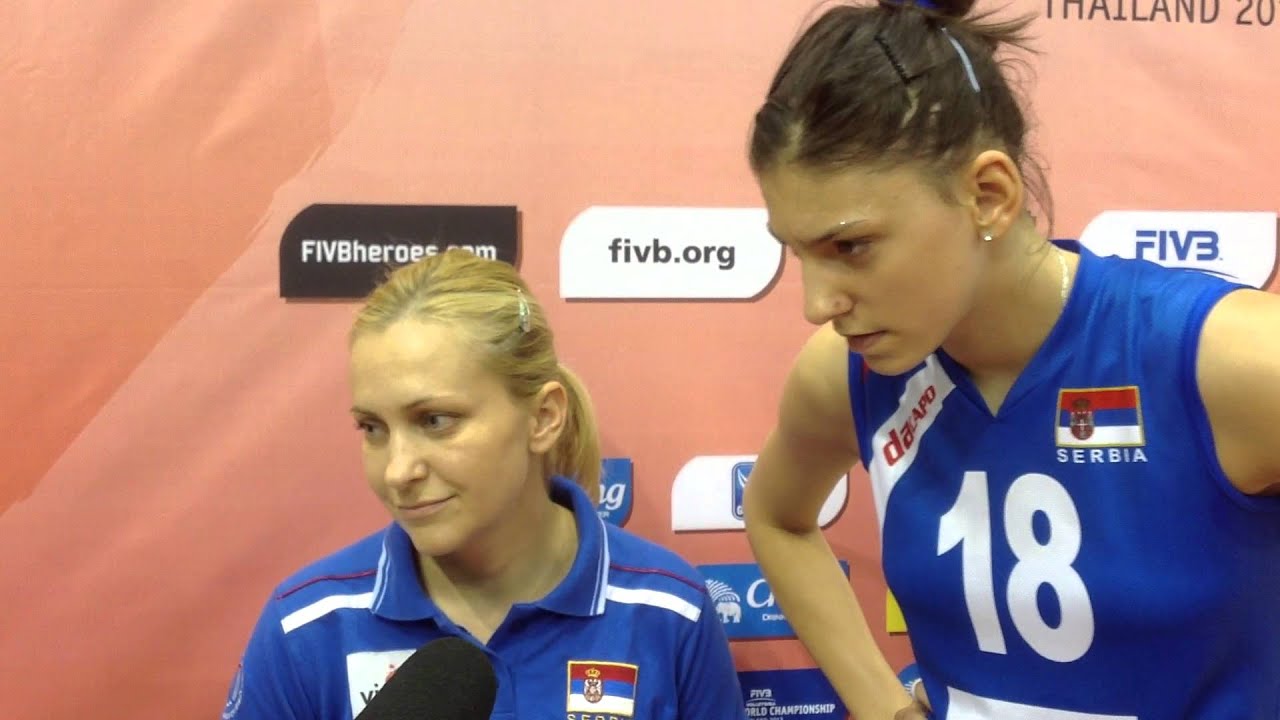 Serbia volleyball team interviewed after match against Puerto Rico in FIVB U'18.