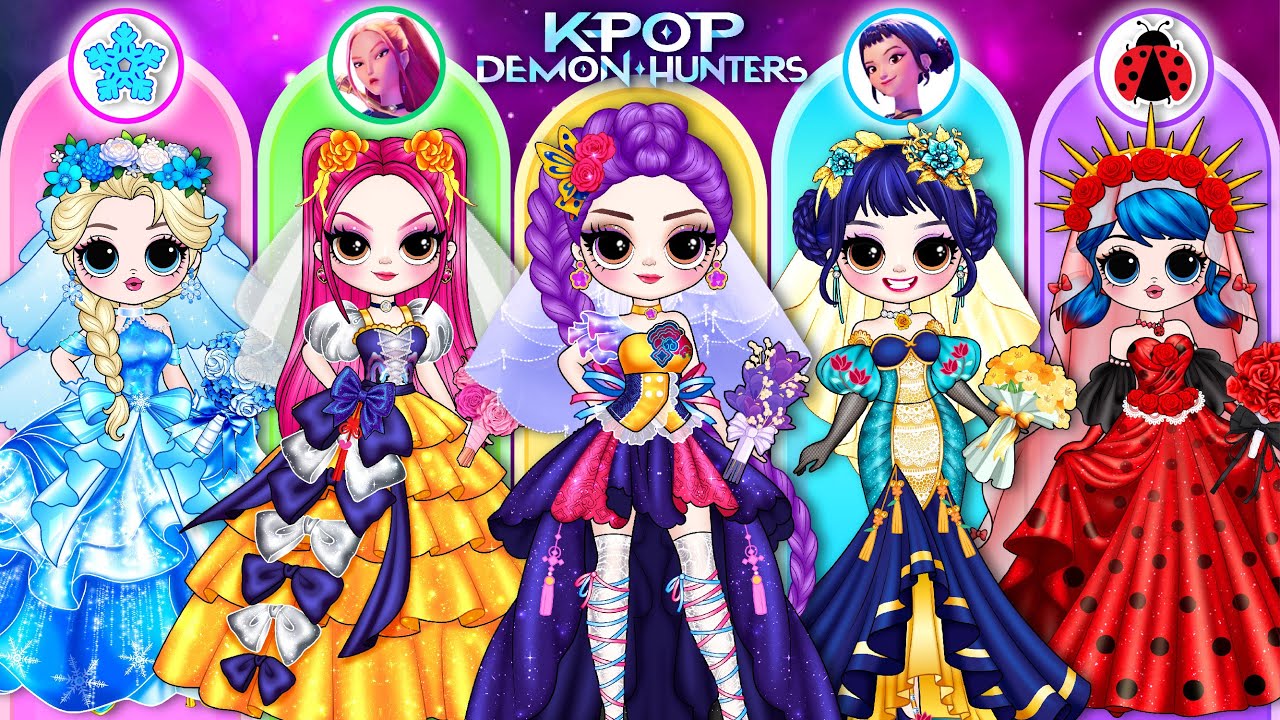 Охотники на демонов в стиле K-Pop: светящееся свадебное платье Руми, Миры и Зои | Модные бумажные...