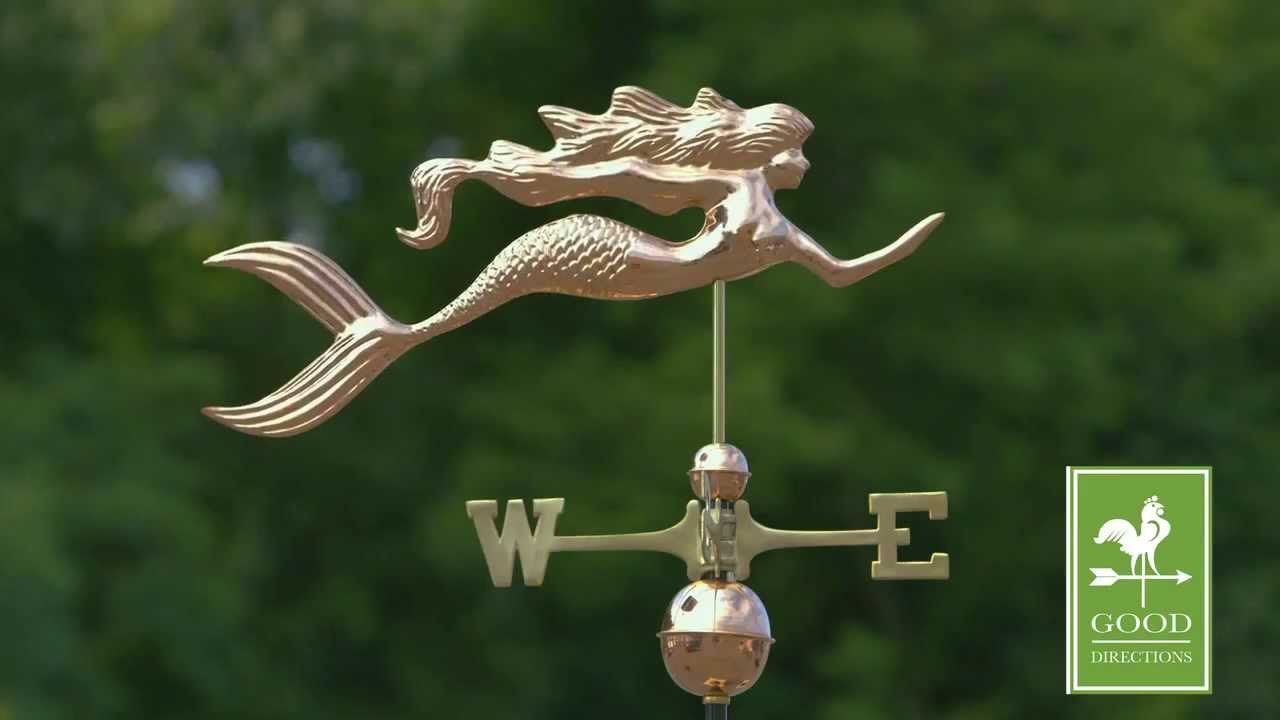GD649P Mermaid Weathervane Polished Copper