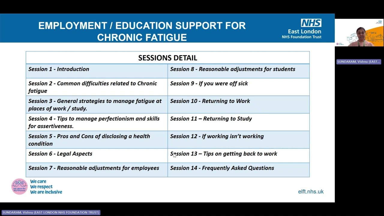 Employment and Education support for Fatigue: Session Overlook