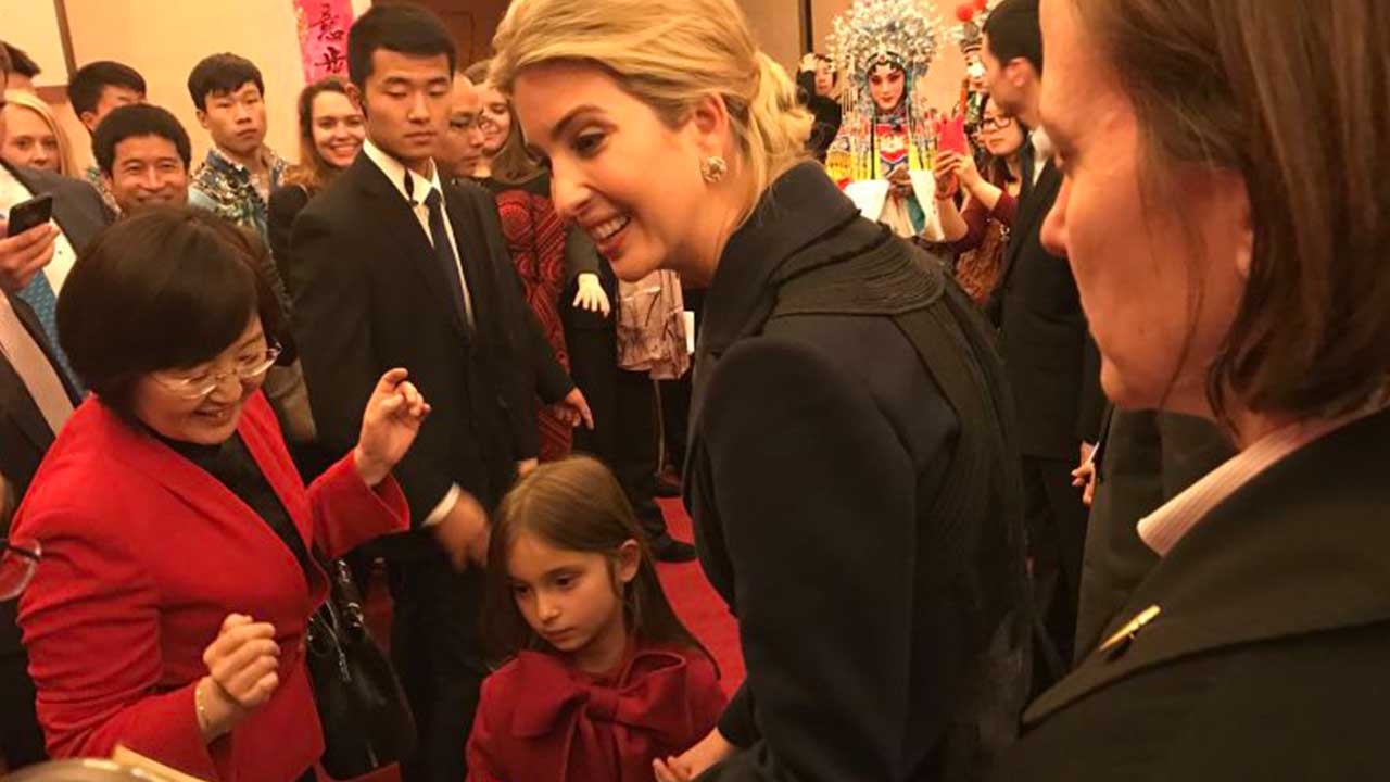 Ivanka Trump at DC's Chinese Embassy to celebrate Spring Festival with daughter Arabella