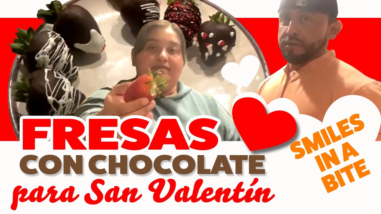 ¿Cómo hacer FRESAS con CHOCOLATE (Rápidas) San Valentín? | Juan Rivera & Marina de Smiles in a Bite