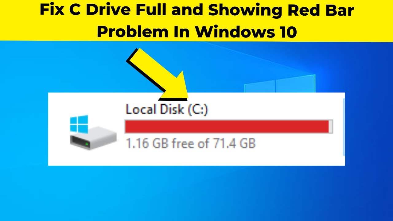 Исправление проблемы с переполнением диска C и отображением красной полосы в Windows 10 | 2024