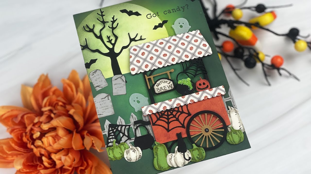 Halloween Scene With Ink Blending And Die Cutting With Joy