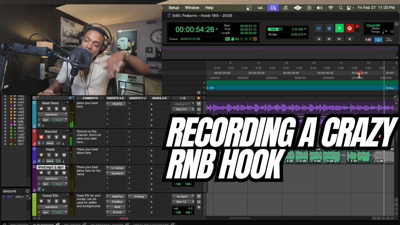 Fedarro Recording A CRAZY RnB hook | Vocal Template