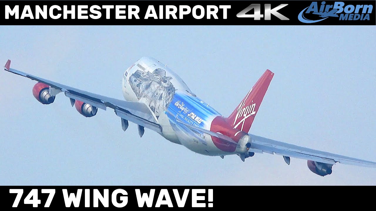 Virgin Atlantic 747 G-VLIP Star Wars 'The Falcon' departs Manchester for Final Time with a Wing Wave