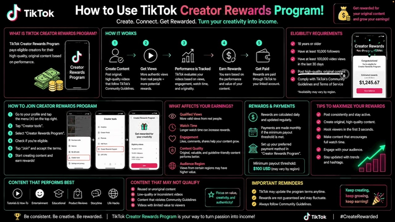 How to Use TikTok Creator Rewards Program !