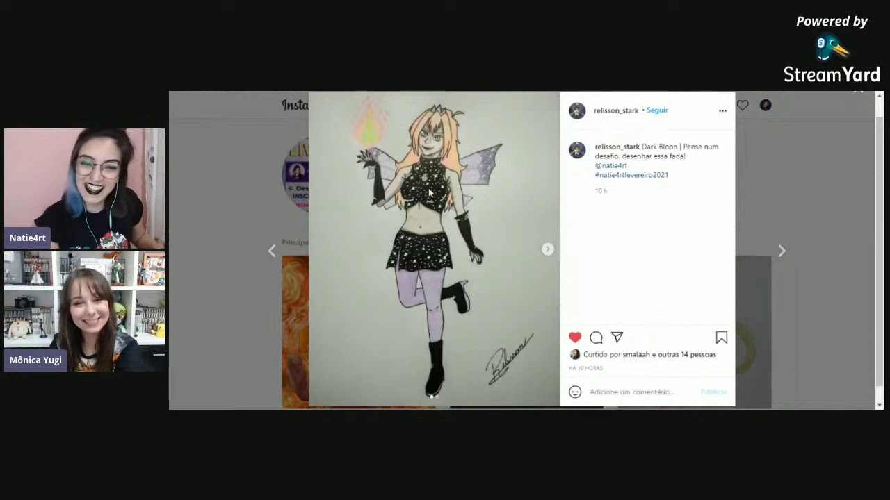 Natie4rt e M&ocirc;nica Yugi comentando meu desenho! | #natie4rtfevereiro2021