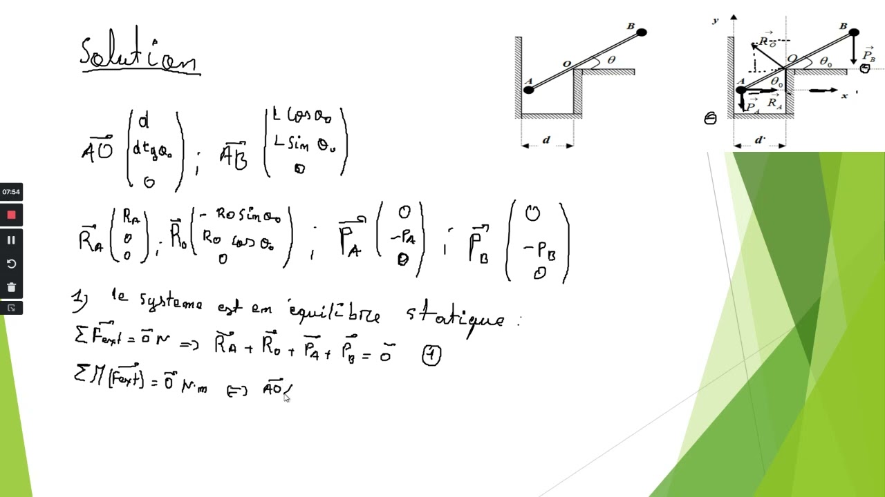résolutions des exercices de statique