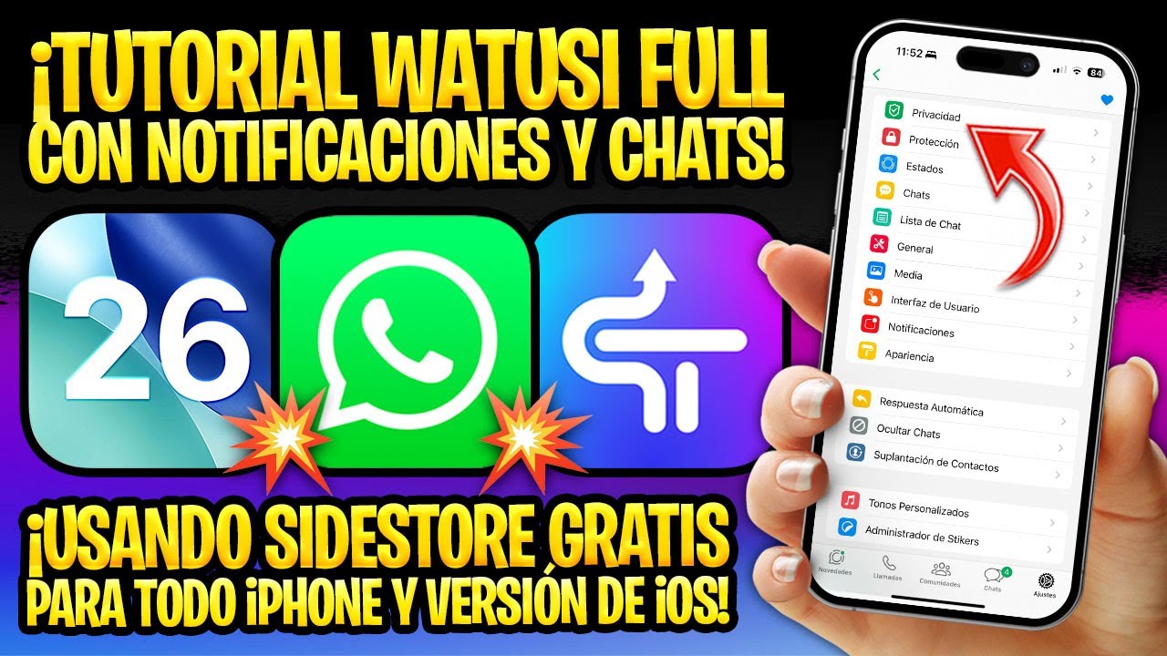 WHATSAPP WATUSI iOS 26 GRATIS EN TODO iPHONE CON SIDESTORE ✅ TUTORIAL CON NOTIFICACIONES Y CHATS