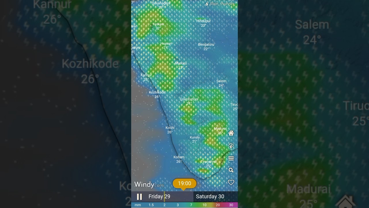 Rain Forecast of Kerala for the next 2 days.-Windy.com