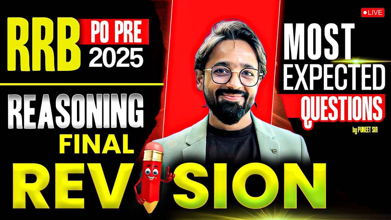 RRB PO Pre 2025 | Reasoning Final Revision | Most Expected Questions | Reasoning by Puneet Sir