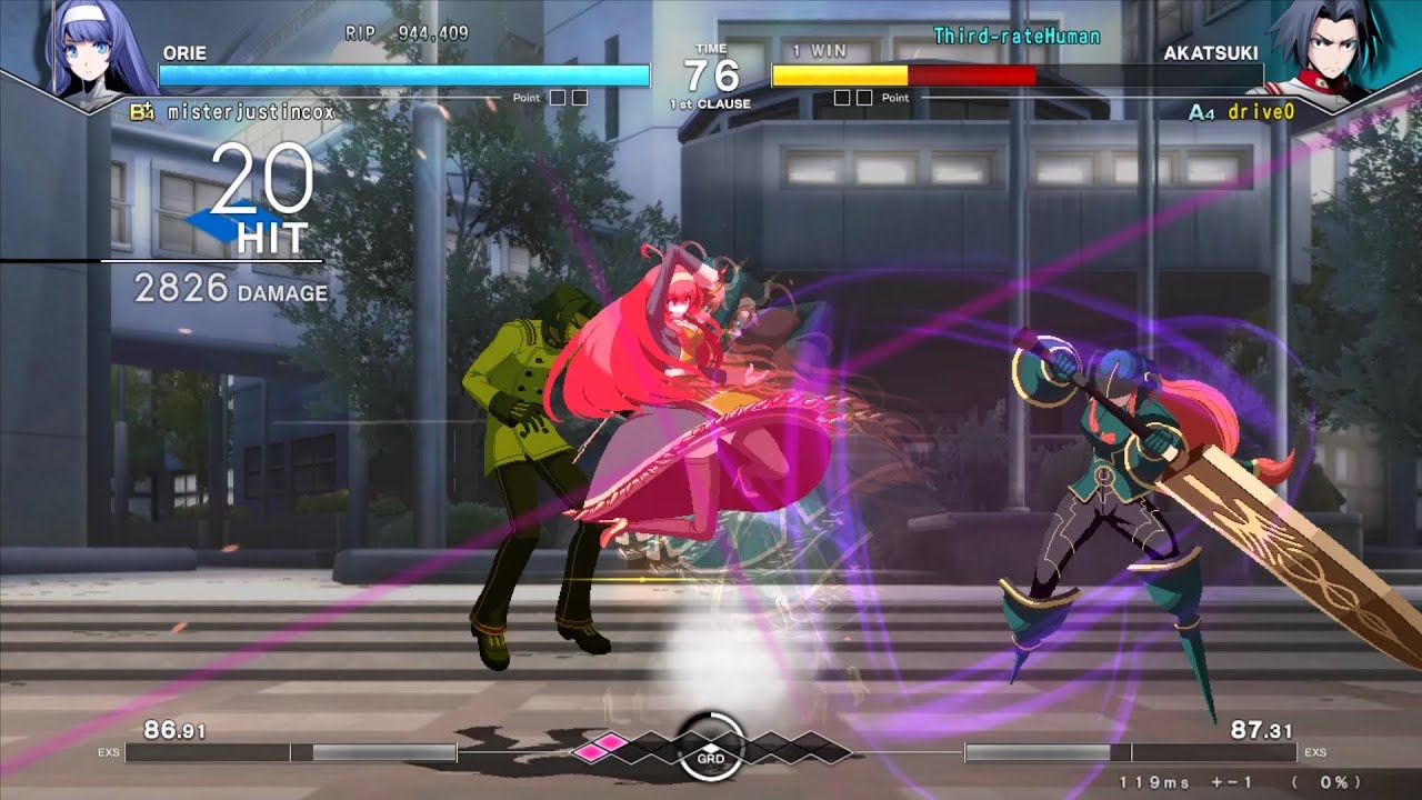 Under Night In-Birth 2 Sys:Celes Lobby Matches: misterjustincox (Orie) VS drive0 (Akatsuki)